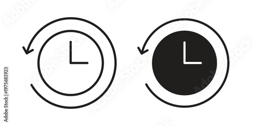 History icon vector design set. Icon Symbol Black Outline and Solid