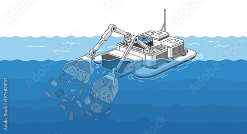 Underwater mining, ocean dredge, marine excavation, deep sea mining equipment, industrial vehicle