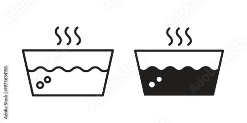 Hot Water icon vector design set. Icon Symbol Black Outline and Solid