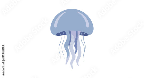 Blue jellyfish, jellyfish icon, sea creature, ocean animal, vector illustration