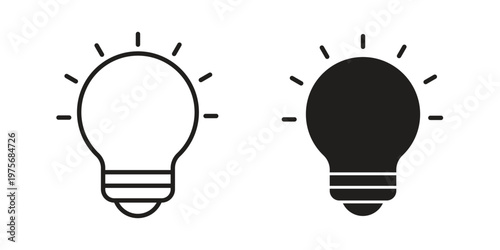 Idea icon vector design set. Icon Symbol Black Outline and Solid