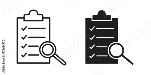 Inspection icon vector design set. Icon Symbol Black Outline and Solid