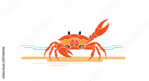 Crab, seafood, crustacean, beach icon, vector illustration