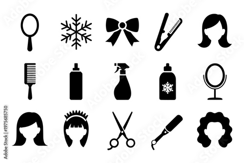 Vector of various hair salon and styling tools and accessories