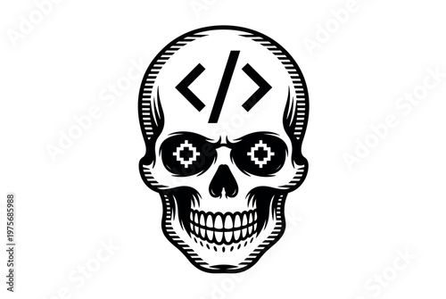 Hacker Warning Skull Code Icon