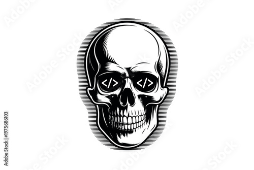 Hacker Warning Skull Code Design