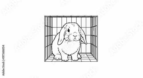 Cute bunny in cage