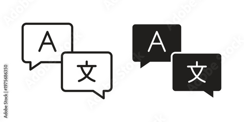 Language icon vector design set. Icon Symbol Black Outline and Solid