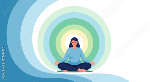 Mind-Body Wellness Concept, Human Head Silhouette with Lungs made of Green Leaves and Flowers, Mindful Breathing and Mental Health Vector Illustration for Science and Psychology