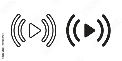 Live streaming icon vector design set. Icon Symbol Black Outline and Solid