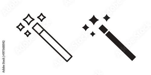 Magic wand icon vector design set. Icon Symbol Black Outline and Solid