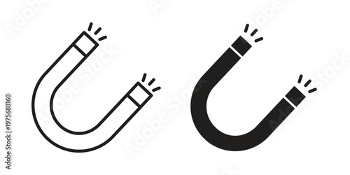 Magnet icon vector design set. Icon Symbol Black Outline and Solid