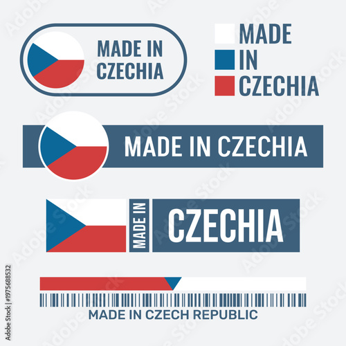 made in Czech Republic labels set, Czechia product icon