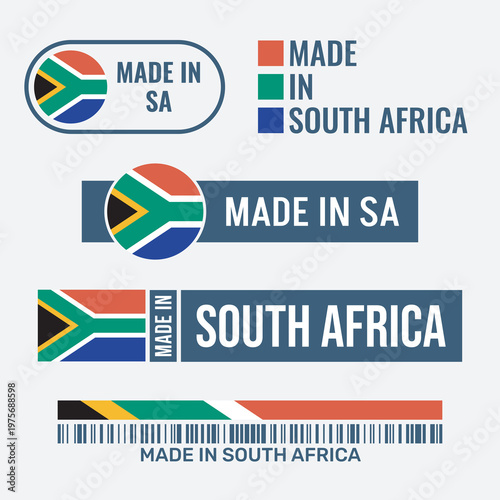 made in South Africa labels set, product icon of the Republic of South Africa