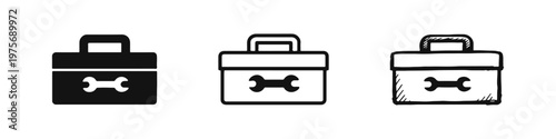 Toolbox with Wrench Icon Set for Repair and Maintenance Services