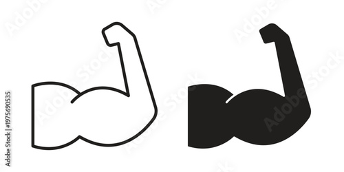 Muscle icon vector design set. Icon Symbol Black Outline and Solid