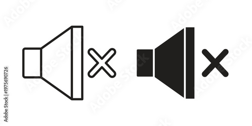 Mute icon vector design set. Icon Symbol Black Outline and Solid