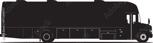 Black bus, coach, vehicle, silhouette, side view, vector illustration