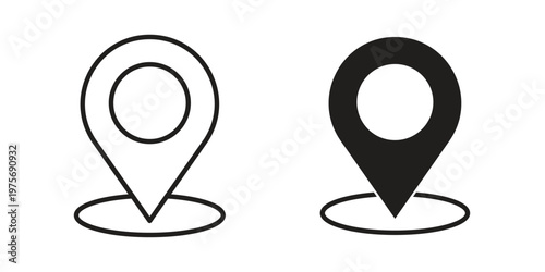 Free Download Navigation pin icon vector design set. Icon Symbol Black Outline and Solid - GFXLoad