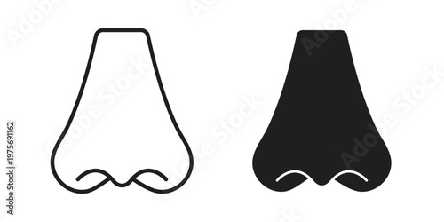 Nose icon vector design set. Icon Symbol Black Outline and Solid