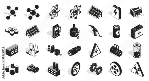 Industrial objects and symbols icons.