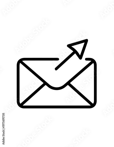 Minimalist outlined outgoing email icon for digital communication with envelope communication outgoing internet interface technology connectivity correspondence business