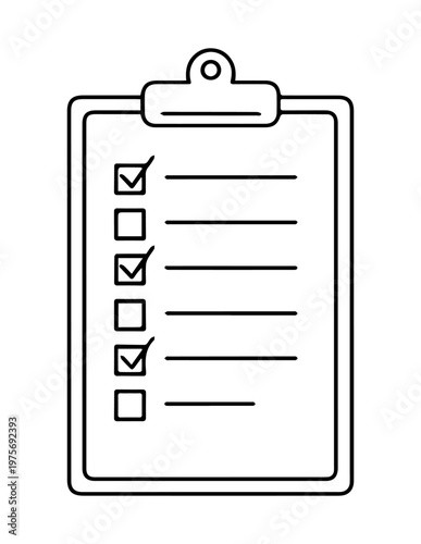 Clipboard with checklist showing some completed tasks and empty checkboxes for organizational planning clipboard checklist organization management business checkmark