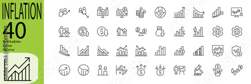 Inflation icon set. Editable stroke. Vector illustration.