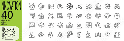 Innovation icon set. Editable stroke. Vector illustration.