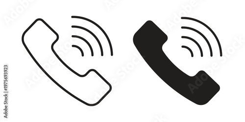 Phone call icon vector design set. Icon Symbol Black Outline and Solid