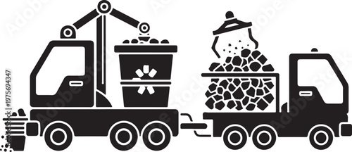 Recycling truck, waste management vehicle, garbage collector, eco friendly icon