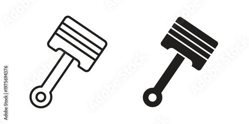 Piston icon vector design set. Icon Symbol Black Outline and Solid