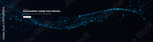 AI Wave Blue Digital Flow. Biotech Innovation, Science Research Medicines. Automation Workflow Platform Productivity Dashboard, SaaS Orchestration. Abstract DNA Blue Background. Vector Illustration