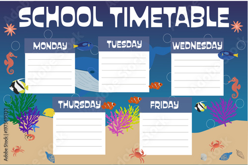 School timetable underwater template