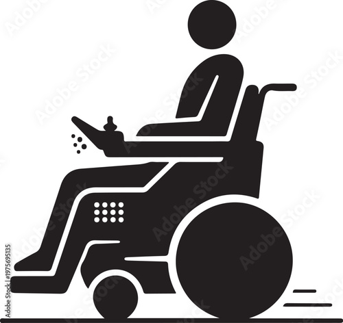 Black wheelchair icon, accessible transportation symbol, disability sign, vector illustration