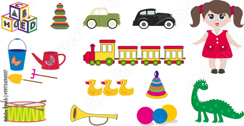 Kids toys flat illustration