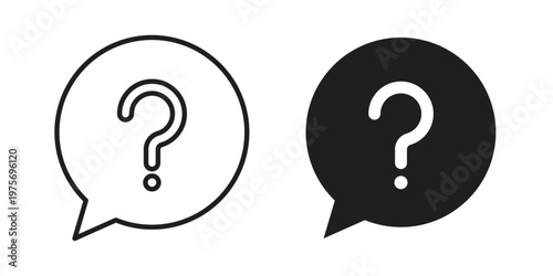Question icon vector design set. Icon Symbol Black Outline and Solid
