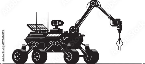 Mars Rover, robotic vehicle, space exploration, mechanical arm, solar panel