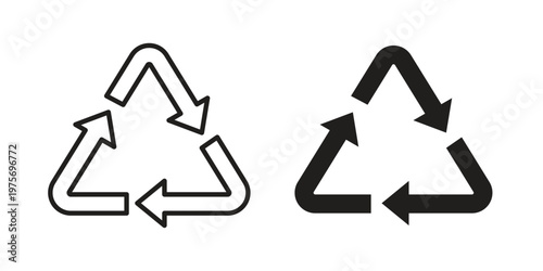 Recycle icon vector design set. Icon Symbol Black Outline and Solid