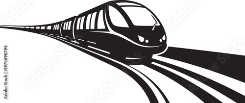 Monochrome train, speeding train, black train, vector train, transportation icon