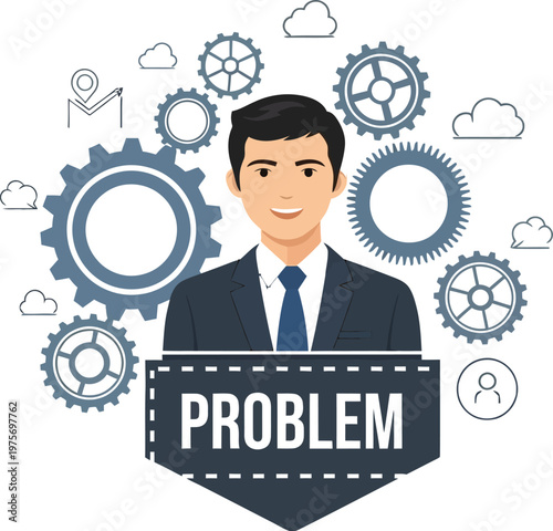 Businessman facing complex problems and challenges in his professional career journey