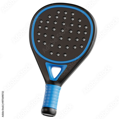 Canvastavla Black and blue padel tennis racket isolated on white background
