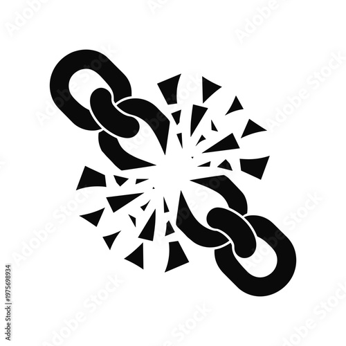Simple Broken Chain Icon Freedom From Addiction Minimal Vector Design 