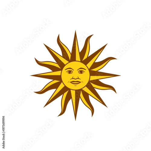 Uruguayan Sol de Mayo or Sun of May from the flag of Uruguay