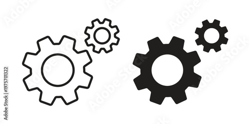 Settings button icon vector design set. Icon Symbol Black Outline and Solid