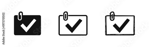 Attached file with checkmark icon set for task completion and approval in different styles