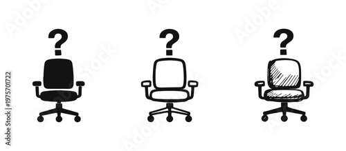 Vacant Office Chairs with Question Marks Icon Set - Talent Search Concept