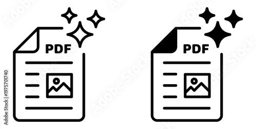AI PDF Icon – PDF Document with AI Stars, Smart File Concept