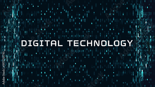 Abstract digital technology background with cascading binary code effect