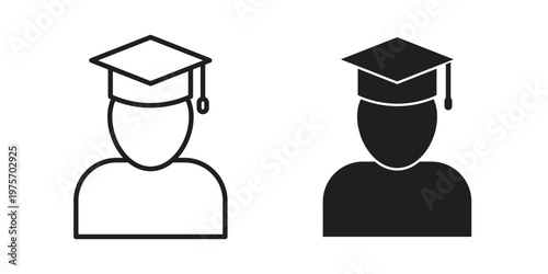 Student icon vector design set. Icon Symbol Black Outline and Solid